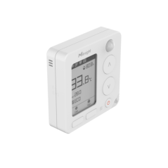 Milesight WT401 – Kabelloser Smart-Thermostat – schräge Frontansicht mit Display