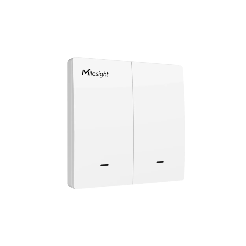 Milesight WS502 - Smart Wall Switch (2-Gang) – angled front view