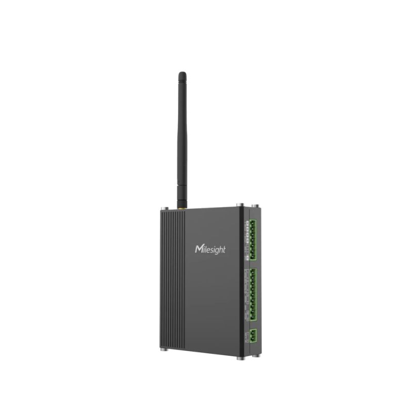 Milesight UC300 - LoRaWAN IoT Controller – angled view with antenna