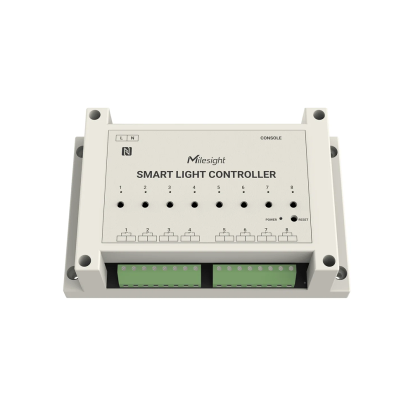 Milesight WS558 - Smart Light Controller (8 Circuits) – angled front view