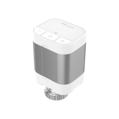 Milesight WT102 – Smart-Heizkörperthermostat – schräge Seitenansicht mit Ventil-Überwurfmutter
