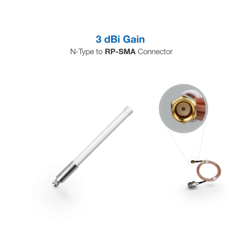 RAK Fiberglass Antenna 3dBi / 860-930 MHz – N-Type to RP-SMA – antenna plus rp-sma pigtail cable