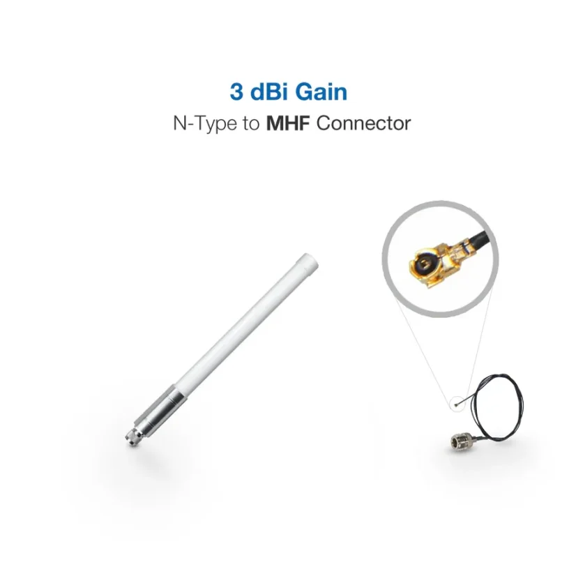 RAK Fiberglass Antenna 3dBi / 860-930 MHz – N-Type to MHF – white antenna plus mhf pigtail